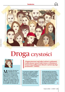 Pierwsza strona artykułu ze świadectwami młodych ludzi